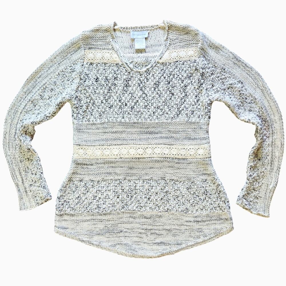 Soft Surroundings sweater marled ivory knit lace size M